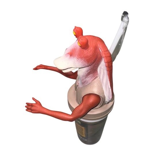 Vintage Star Wars Phantom Menace Jar Jar Binks Cup & Cup Topper with Straw 1999 - Picture 2 of 8